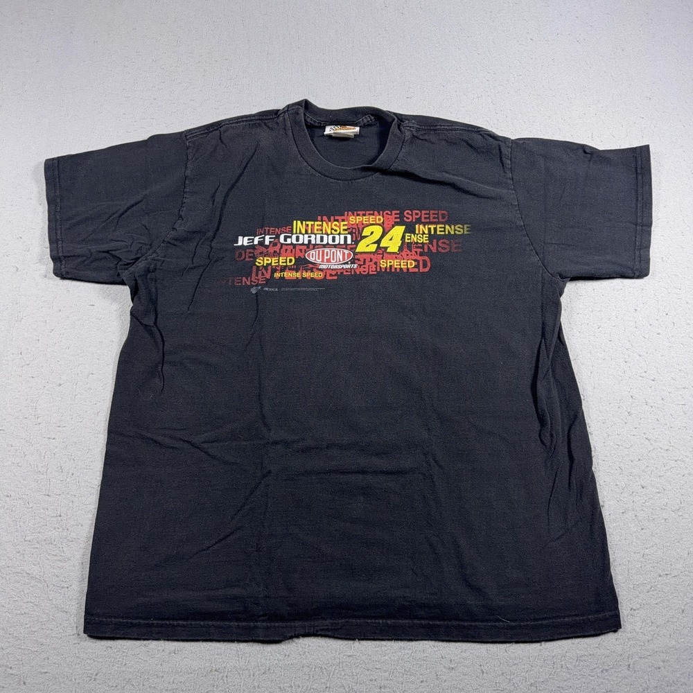 Vintage NTS Motorsports Shirt Mens XL Black NASCAR Jeff Gordon 24 Winners Circle